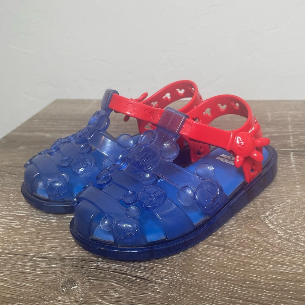 Mini Melissa Mickey Mouse‎ Jelly Sandals Toddler girl size 8 blue red Disney